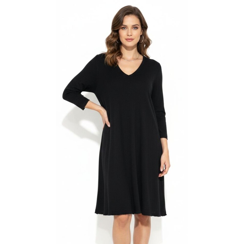 Calvin Klein Dress Sweater Sheath Womens size XL Knee Length Midi Black